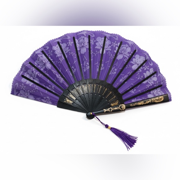 ✨Elegant Purple Floral Hand Fan - Picture 5 of 8